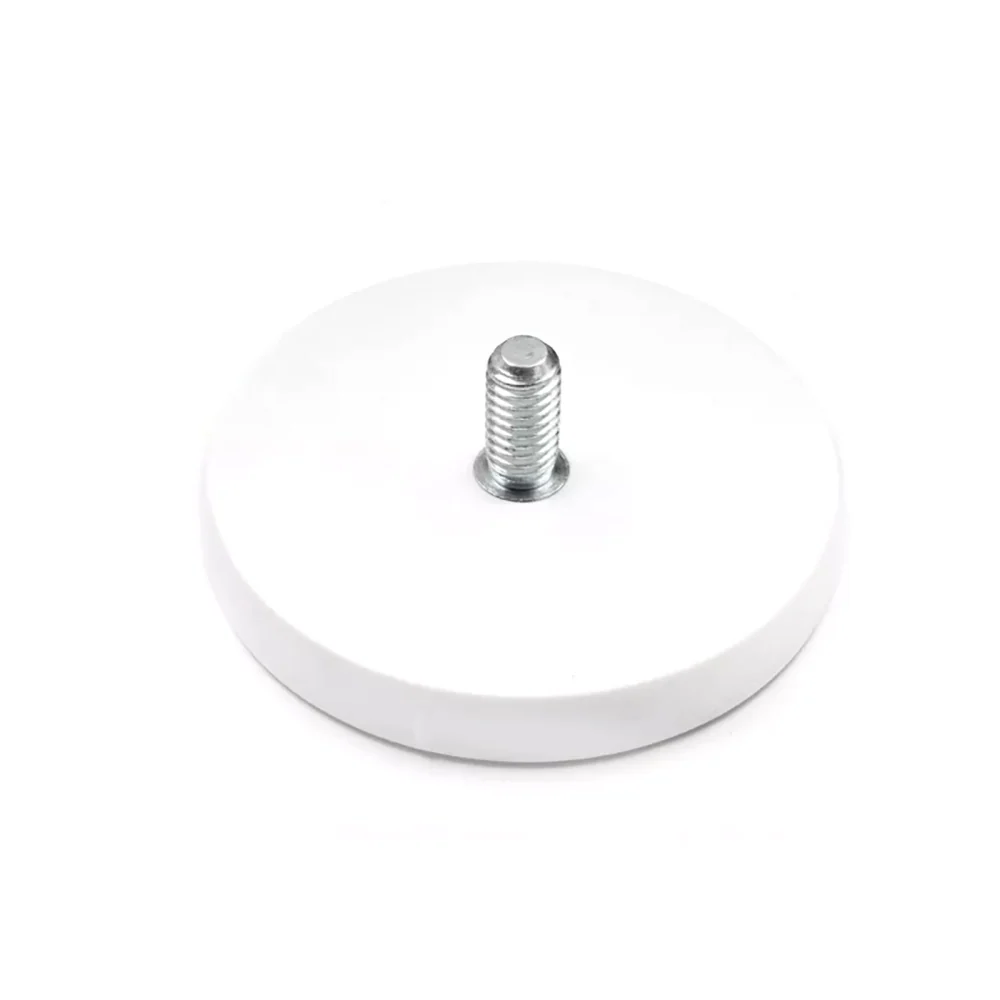 Gummimagnet (vit) m. utvändig gänga, Ø66 mm