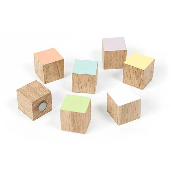 Träkubmagneter, 7-pack - kylskåpsmagneter - Bild 2
