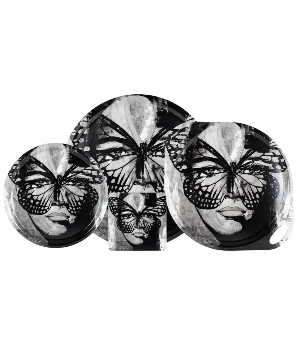 Bricka 46 cm Golden Butterfly B&W - Bild 3