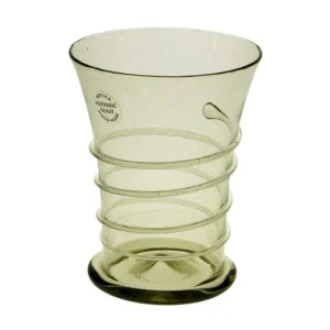 Glas med grön tråddekor