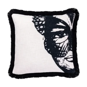 Kuddfodral Golden Butterfly B&W m Butterflies 50x50