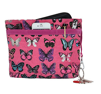 Väskinsats – Canvas, rosa fjäril - Bild 2