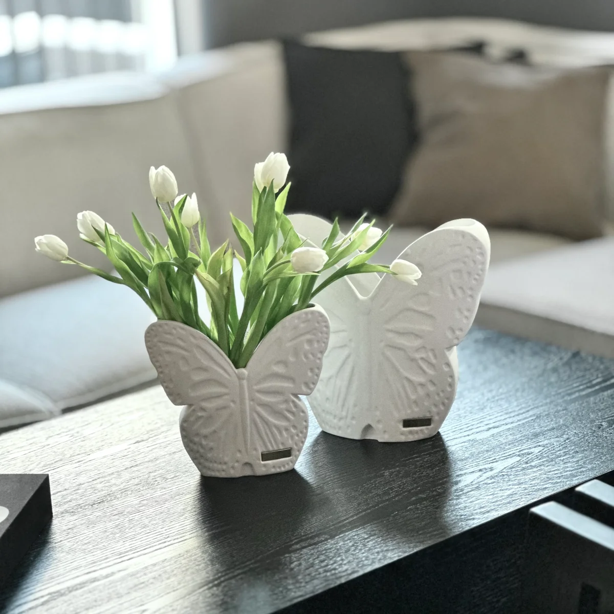 Vas 30 cm Secret Butterfly Vit - Bild 4