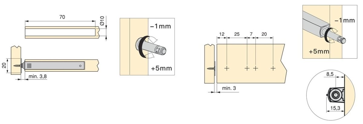 2 stycken elegant tryckspärr, med monteringshölje, yta: grå, version: magnetisk, 1900321. Stabil push-to-open dörröppnare för möbeldörrar, skåpdörrar, klaffar och mycket mer, från EMUCA - Bild 4