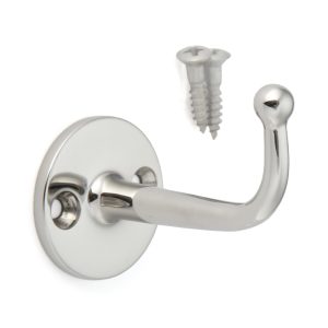 Högkvalitativ krok i rostfritt stål med sfärisk spets, tillverkad av rostfritt stål, yta: blank polerad, 65 mm (2-9/16″), FC-65. Väggkrokar för badrum, utomhusområde, pool, garderob och mycket mer, av Sugatsune / LAMP® (Japan)