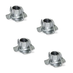 4 skruvmuttrar med M10-gänga, tillverkade av robust stål, yta: galvaniserad, 12 mm (0,5″), 3006805. Inkörningsspår, för skruv, soffbotten, skåpfot, möbelhjul, prefabricerat husbygge, klätterhandtag och mycket mer, från EMUCA
