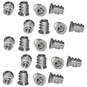 20 stycken högkvalitativ skruvhylsa med M6 invändig gänga, försänkt huvud med sexkantshylsa och täckkant, yta: galvaniserad, 13 mm (33/64″), 8008005. skruvmutter för möbler, träskiva, spånskiva, bord och mycket mer, från EMUCA