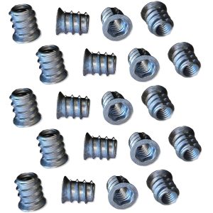 20 stycken högkvalitativa skruvhylsor med M8 invändig gänga, försänkt huvud med invändig sexkant och täckkant, 15 mm (19/32″), 8007601. Skruvmutter för möbler, träskivor, spånskivor, bord, stolar, bänkskivor och mycket mer, från EMUCA