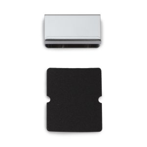 Motplatta för glastjocklek 6 mm (15/64″), med handtagsfunktion, yta: förkromad, 40 mm (1-37/64″), K-150CR och K-130-P6. Motsvarighet till vitrinskåpsdörr, magnetisk flugsnappare och mycket mer, av Sugatsune / LAMP® (Japan)