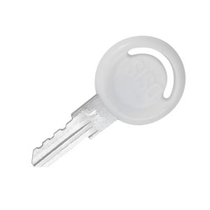 Huvudnyckel för SISO låssystem J13 14.04.123-5. Huvudnyckel av metall och plast, vit, för SISO Car Key System J13, från SISO Danmark