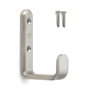 Högkvalitativ stor universalkrok, rektangulär, tillverkad av rostfritt stål, yta: matt satin, 115 mm (4.6″), XL-SF-115-S. V2A handdukskrok för fuktig miljö, skeppsbyggnad, utomhus och mycket mer, av Sugatsune / LAMP® (Japan)