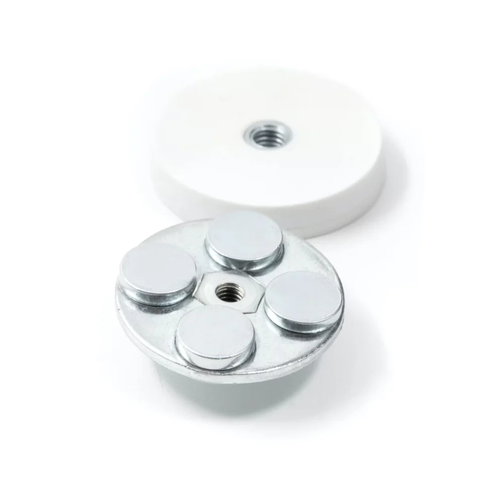 Gummimagnet (vit) m. invändig gänga, Ø31 mm - Bild 3