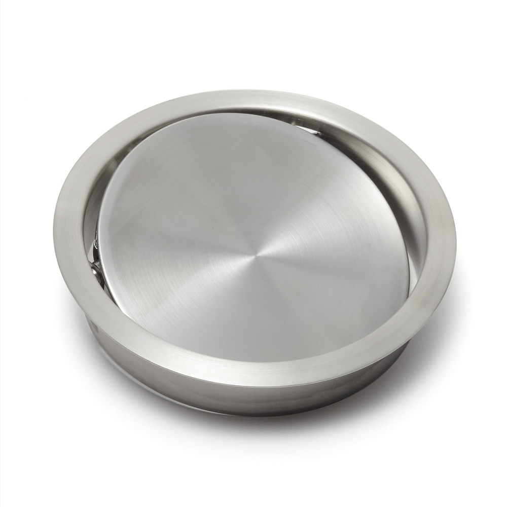 Avfallslucka av hög kvalitet ⌀170 mm (6-11/16″), med soft-close, tillverkad av rostfritt stål, yta: matt satin, finish: rund, AD-GD015-HL. Självstängande sopdörr i rostfritt stål, för köksmöbler, läkarmottagning och mycket mer, av Sugatsune / LAMP® (Japan) - Bild 7