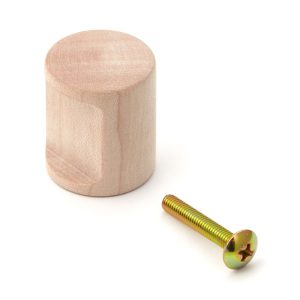 Högkvalitativt möbelhandtag av massivt trä, yta: naturlig, 24 mm (1″) SMRB24. Handtagsknopp i naturligt trä för låda, möbeldörr, köksskåp och mycket mer, av Sugatsune / LAMP® (Japan)