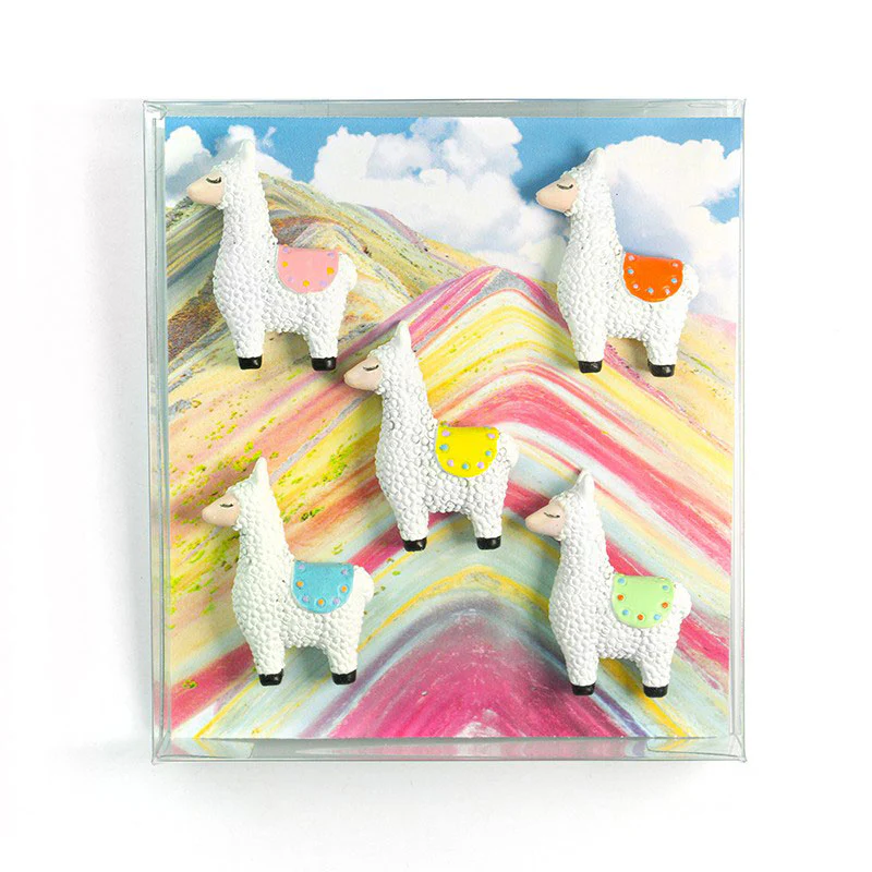 Färgglada lamas 5-pack - kylskåpsmagneter - Bild 3