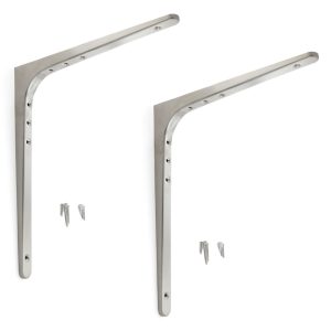 2 stycken högkvalitativa, kraftiga monteringsfästen i rostfritt stål, tillverkade av massivt rostfritt stål, lastkapacitet: 130 kg (287 lbs), 378 mm (14,9″), BT-380. Kraftiga hyllfästen för utomhusbruk, pool och mycket mer, av Sugatsune / LAMP® (Japan)