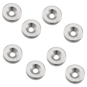 8 runda magnetiska motplatta, yta: nickelpläterad, 15 mm (19/32″), W12. Magnetisk motsvarighet för magnetiska spärrar, magnetlås, skåpsdörr och mycket mer, av Sugatsune / LAMP® (Japan)
