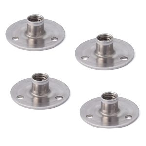 4 st rund monteringsplatta med 3/8-16 UNC-gänga, monteringsplatta, rostfritt stål, 36 mm (1,5″), AP36-N3. Skruvplatta, för möbelfötter, möbelhjul, maskinfötter, skåpben, sofffötter och mycket mer, av Sugatsune / LAMP® (Japan)