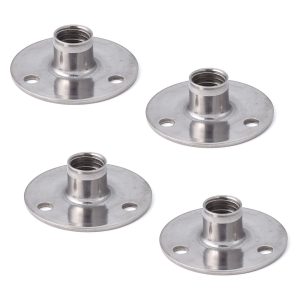 4 stycken rund monteringsplatta med M10-gänga, monteringsplatta, tillverkad av rostfritt stål, 36 mm (1,42″), AP36-M10. Skruvplatta, för möbelfötter, möbelhjul, maskinfötter, skåpben, sofffötter och mycket mer, av Sugatsune / LAMP® (Japan)