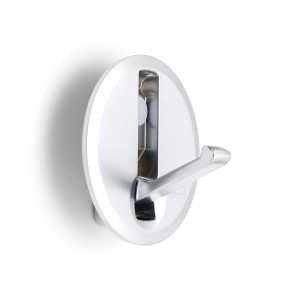 Högkvalitativ rund fjäderkrok för urtag, yta: mörkkrom, 64 mm (2,6″), NF-R64-SCR. Rund hopfällbar krok med automatisk stängning, för småhus, husbil, husvagn, yacht, tåg, flyg, buss och mycket mer, av Sugatsune / LAMP® (Japan)