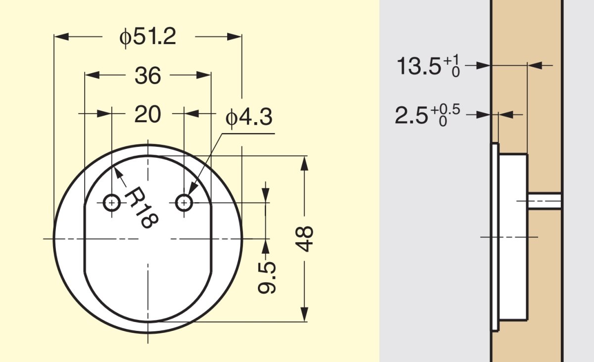 Runt vikhandtag av mässing, ytbehandling: satinmatt, 51,2 mm (2.1″) 580-SB. Ringhandtag 580-SB för husbil, båt, inspektionslucka, inspektionsdörr, av Sugatsune / LAMP® (Japan) - Bild 5