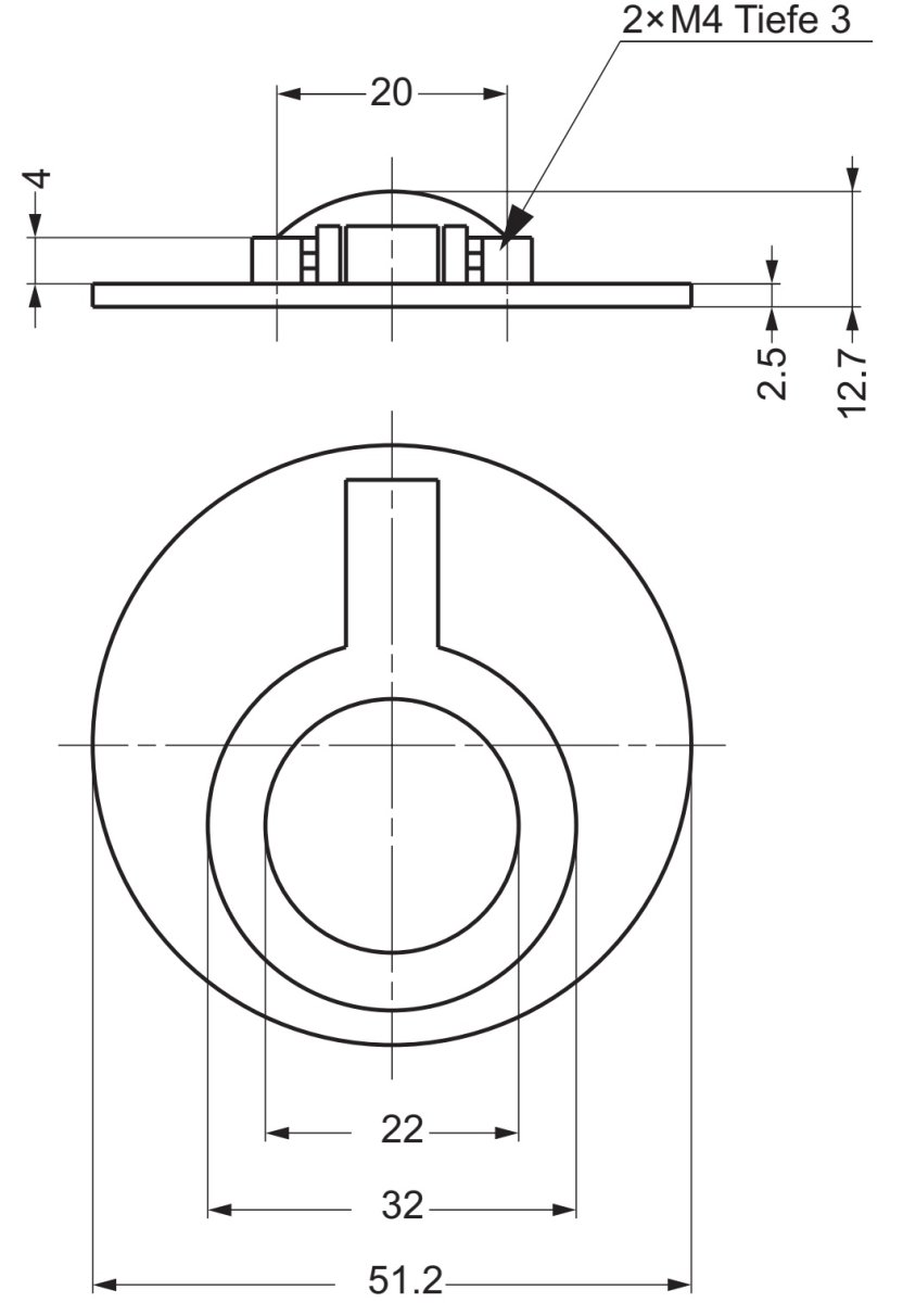 Runt vikhandtag av mässing, ytbehandling: vit brons, satinmatt, 51,2 mm (2.1″) 580-WB. Ringhandtag 580-WB för husbil, båt, inspektionslucka, inspektionsdörr, av Sugatsune / LAMP® (Japan) - Bild 4