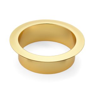 Högkvalitativt runt sopkast, tillverkat av rostfritt stål, yta: guldpläterad 24K, ⌀136 mm (5-23/64″), AN-DH011-GP. Avfallsavfall i rostfritt stål, för systemcatering, butiksinredning, skönhetssalong och mycket mer, av Sugatsune / LAMP® (Japan)