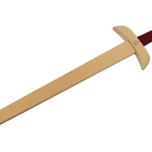 Träsvärd med rött handtag