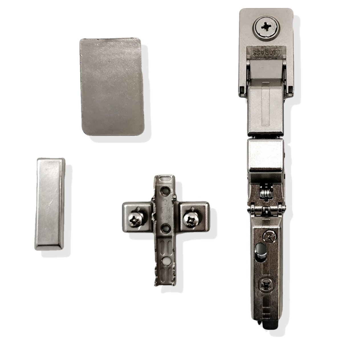 Komplett uppsättning spegelgångjärn Tiomos Mirro, inklusive mjukstängd spjäll, monteringsplattor och locklock, yta: nickelpläterad, F029140325. Glasgångjärn för glasdörr, spegeldörr och mycket mer, tillverkare: GRASS - Bild 2